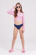 Conjunto Infantil Cropped UV 50+ Arco-íris Rosa