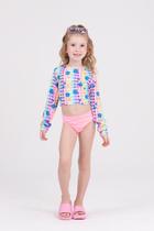 Conjunto Infantil Cropped UV 50+ Florzinha Branco Conjunto Infantil Cropped UV 50+ Florzinha Branco