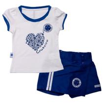 Conjunto Infantil Cruzeiro Menina Short-Saia e Blusa Oficial Revedor Conjunto Infantil Cruzeiro Menina Short-Saia e Blusa Oficial Revedor