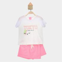 Conjunto Infantil Curto Kamylus Tokyo Camiseta e Short Saia Menina