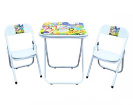 Conjunto Infantil de Aço Utilaço com Mesa e 2 Cadeiras Branca Circo 3 Peças