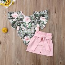 Conjunto Infantil de Bebê Estampa Florida com Body e Saia Conjunto Infantil de Bebê Estampa Florida com Body e Saia