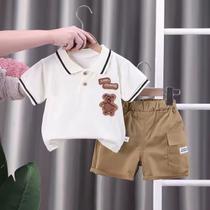 Conjunto Infantil de Bebê Para Meninos Social Moda Verão Casual Camisa e Bermuda