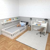 Conjunto Infantil de Cama Montessoriana e Escrivaninha com Regulagem de Altura