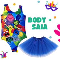 Conjunto Infantil de Carnaval Body Divertidamente e Saia de Tule Azul