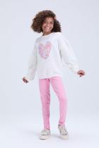Conjunto Infantil de Inverno Feminino Moletom com Manga Bufante e Coração Conjunto Infantil de Inverno Feminino Moletom com Manga Bufante e Coração