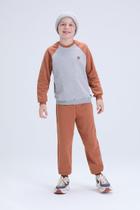 Conjunto Infantil de Inverno Masculino Moletom Raglan com Aplique