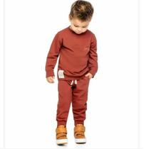 Conjunto infantil de Inverno menino com Blusão e calça em Leblon Felpado na cor Ferrugem - Colorittá