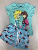 Conjunto Infantil de Malha Feminino na Cor Verde com Estampa da Frozen