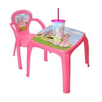 conjunto infantil de mesa cadeira e copo varios temas usual - Usual Utilidades Kit