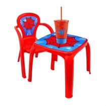 conjunto infantil de mesa cadeira e copo varios temas usual