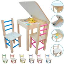 Conjunto Infantil De Mesa Com Bau+2 Cadeira Colorida