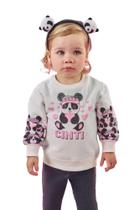 Conjunto Infantil De Moletom Menina Mundo Cinti Legging Panda Flanelado 10351