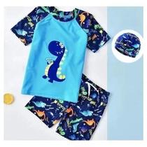Conjunto Infantil de Roupa de Banho 3 Peças - Traje de Surf para Meninos