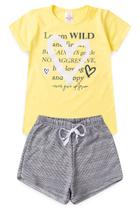 Conjunto Infantil de Verão para Menina Blusa e Shorts Coração