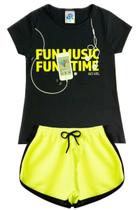 Conjunto Infantil de Verão para Menina Blusa e Shorts Fun Music GKS