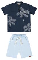 Conjunto infantil Ding Dang camiseta e bermuda em sarja 3511 Conjunto infantil Ding Dang camiseta e bermuda em sarja 3511