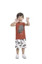 Conjunto infantil Dinossauro Cor Laranja Araca