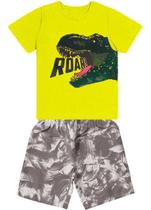 Conjunto Infantil Dinossauro Menino Short + Camiseta 4 Ao 10