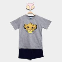 Conjunto Infantil Disney Camiseta Simba + Bermuda Menino
