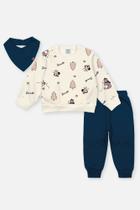 Conjunto Infantil Divertto com Moletom de Estampa de Ursos e Calça Azul