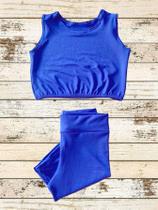 Conjunto Infantil e Juvenil para treino short e top Azul
