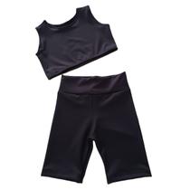 Conjunto Infantil e Juvenil para treino short e top preto