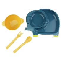 Conjunto infantil Elefantinho Azul - Lanchinho - plastico Conjunto infantil Elefantinho Azul - Lanchinho - plastico