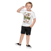 Conjunto Infantil Elian Bermuda Moletinho Nature Masculino - Branco