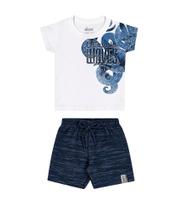 Conjunto Infantil Elian Masculino Camiseta Camisa Polvo Com Bermuda Em Moletom Verão Meia Malha