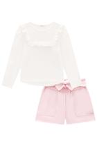 Conjunto Infantil em Blusa Malha Wave e Shorts em material sintético - Infanti