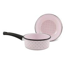 Conjunto Infantil Esmaltado 02 Peças Rosa Claro Ewel