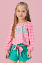 Conjunto Infantil Estampado Shorts Rosa Mon Sucré Conjunto Infantil Estampado Shorts Rosa Mon Sucré