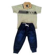 Conjunto Infantil Estiloso Calça Jeans Jogger e Camiseta Gola Polo Conforto e Estilo
