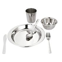 Conjunto Infantil Faca Garfo Colher Prato Copo Bowl Inox 6pç