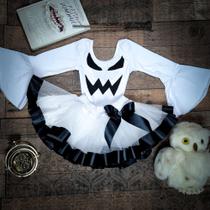 Conjunto Infantil Fantasia Body e Saia de Tule Halloween Carnaval Dia dos Fantasma
