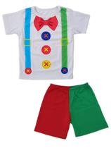 Conjunto Infantil Fantasia Carnaval Aniversário Temático Palhacinho - Calupa