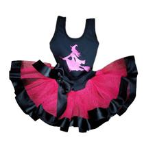 Conjunto Infantil Fantasia Carnaval Halloween Body e Saia de Tule Halloween de Bruxa