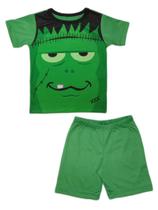 Conjunto Infantil Fantasia Frankenstein Camiseta e Short