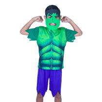 Conjunto Infantil Fantasia Halloween Monstro Forte Verde Com Máscara Muvile Conjunto Infantil Fantasia Halloween Monstro Forte Verde Com Máscara Muvile