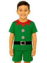 Conjunto Infantil Fantasia Natal Ajudante de Papai Noel Duende Camiseta e Short Conjunto Infantil Fantasia Natal Ajudante de Papai Noel Duende Camiseta e Short