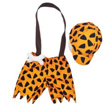 Conjunto Infantil Fantasia Pedrita e Bam Bam com Boné