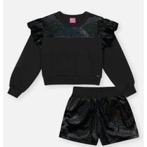Conjunto Infantil Fem Blusao + Short Preto 12341 Cinti