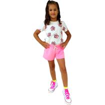 Conjunto Infantil feminino 100 Algodão Estampa Jardim Encantado