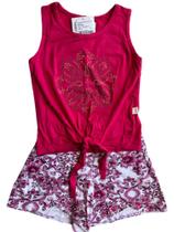 Conjunto Infantil Feminino 1111792 Tam 04- Tric Nick Regata De Amarrar e Shorts Estampado Malha.