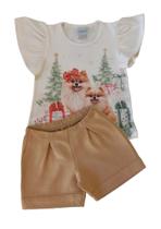 Conjunto Infantil Feminino Bata MB e Shorts TileeSul Conjunto Infantil Feminino Bata MB e Shorts TileeSul