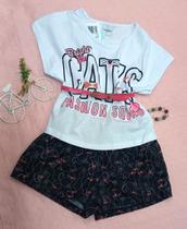 Conjunto Infantil Feminino Bermuda e T.Shirt CATS