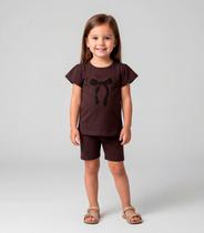 Conjunto Infantil Feminino Blusa E Ciclista Select Marrom