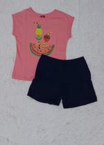 Conjunto infantil feminino blusa e short em malha