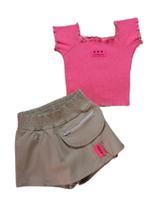 Conjunto Infantil Feminino Blusa e Short Saia Milli&Nina